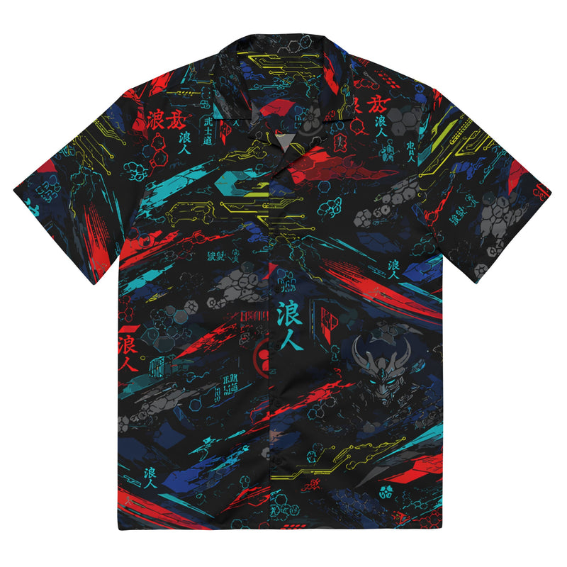 Ronin Neon Wraith Cyber CAMO Unisex Short-Sleeve Button Shirt - 2XS - Button-Up