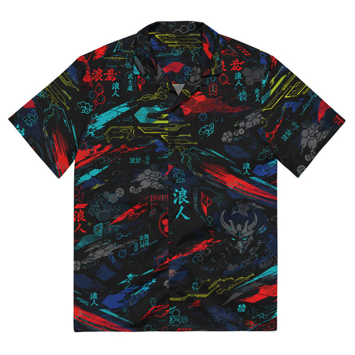 Ronin Neon Wraith Cyber CAMO Unisex Short-Sleeve Button Shirt - 2XS - Button-Up