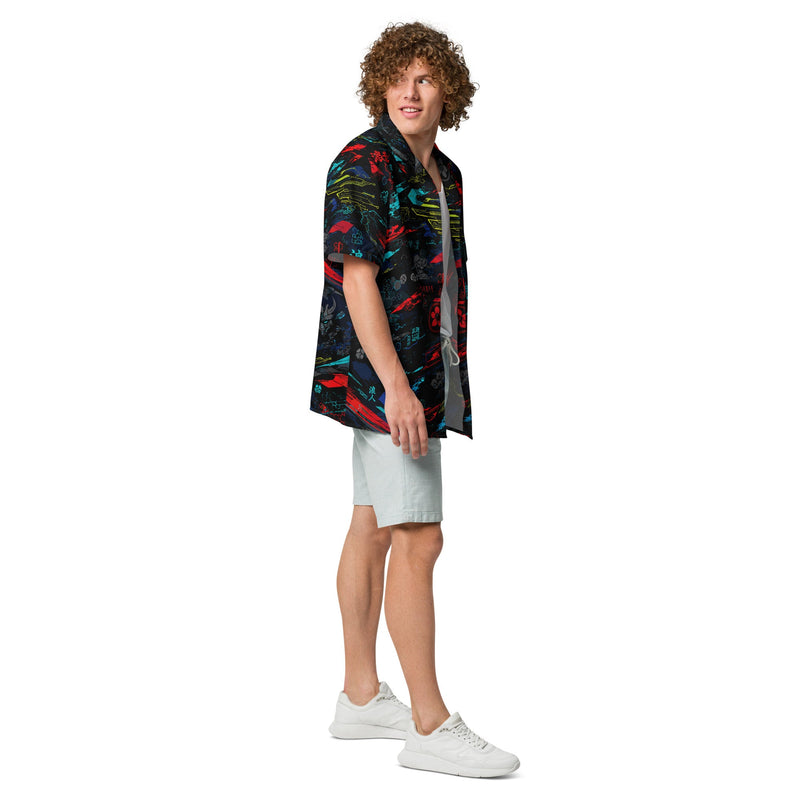 Ronin Neon Wraith Cyber CAMO Unisex Short-Sleeve Button Shirt - Button-Up