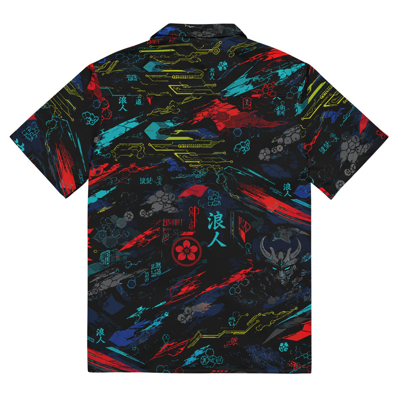 Ronin Neon Wraith Cyber CAMO Unisex Short-Sleeve Button Shirt - Button-Up