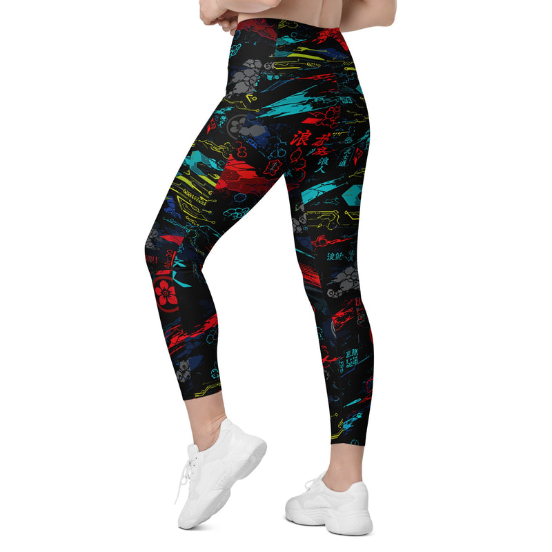 Ronin Neon Wraith Cyber CAMO Womens Leggings with Pockets - Women
