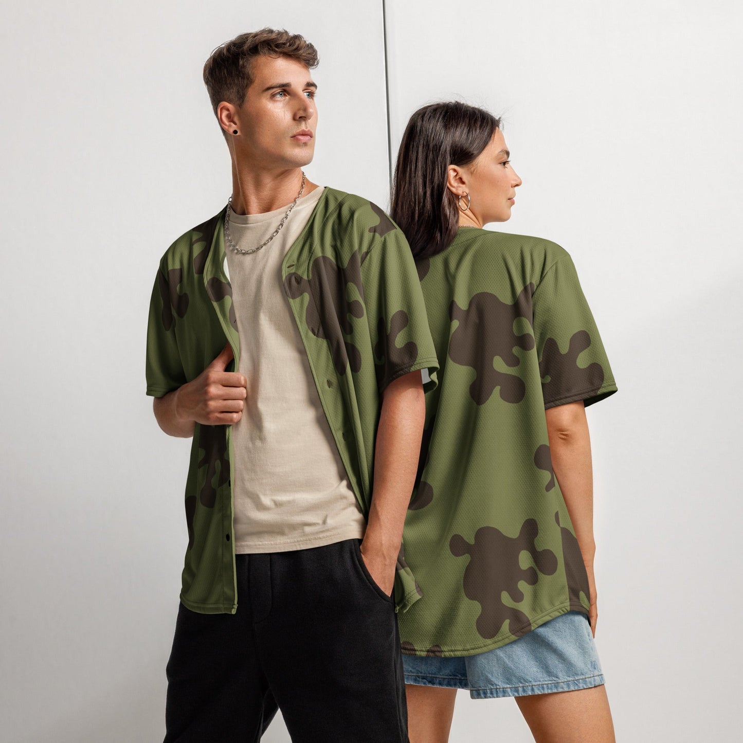 Russian Amoeba Green and Brown CAMO baseball jersey - 2XS - Baseball Jerseys
