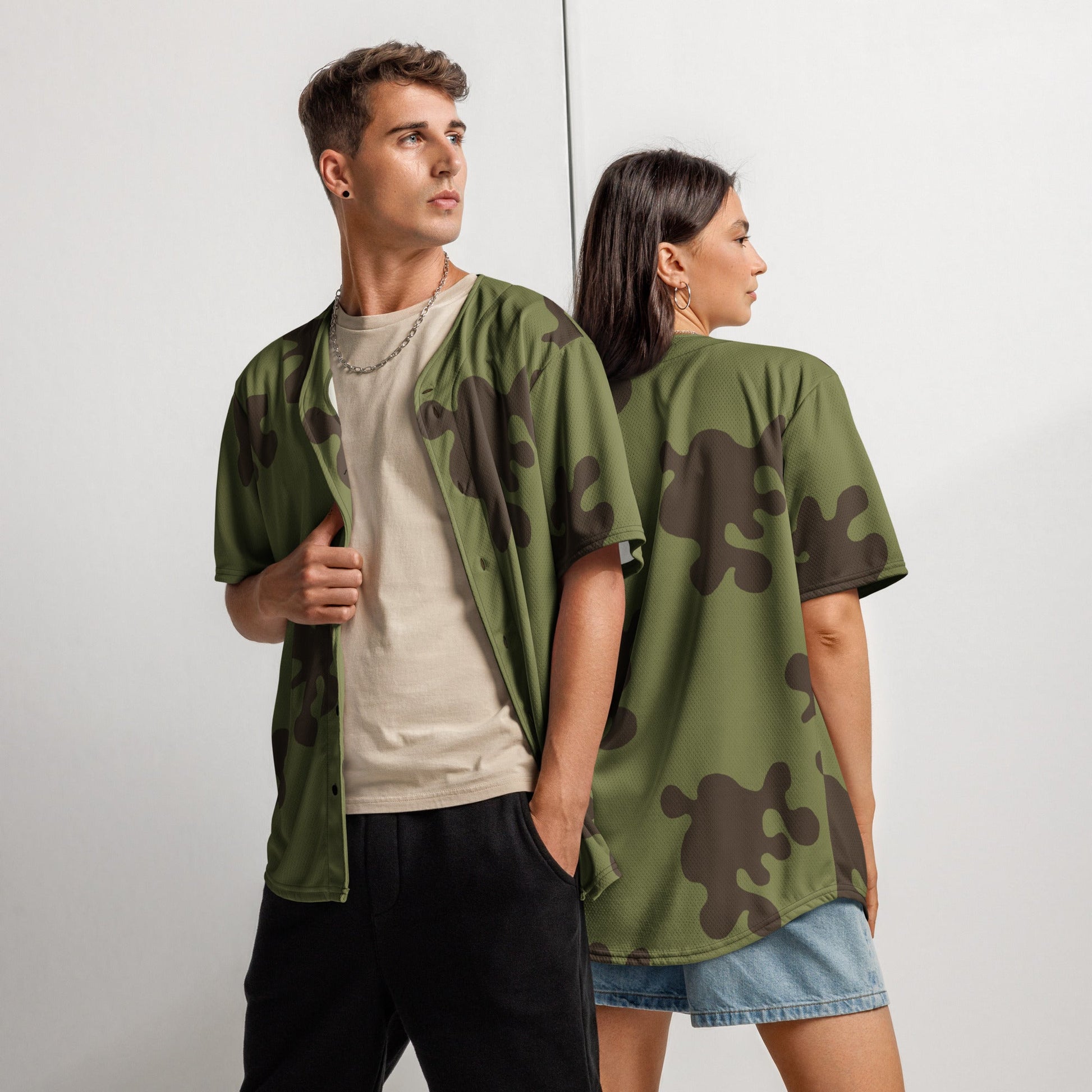 Russian Amoeba Green and Brown CAMO baseball jersey - 2XS - Baseball Jerseys