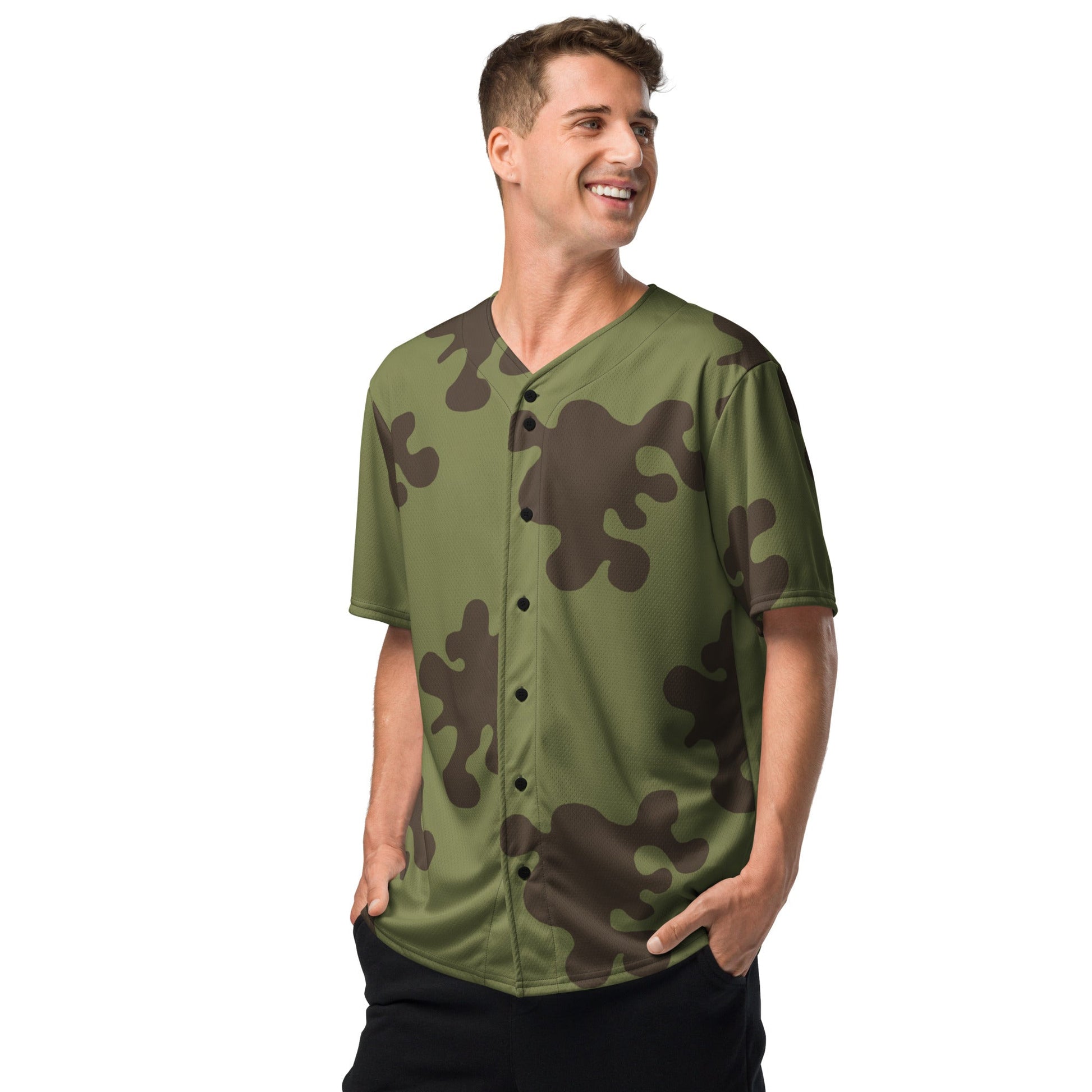 Russian Amoeba Green and Brown CAMO baseball jersey - Baseball Jerseys