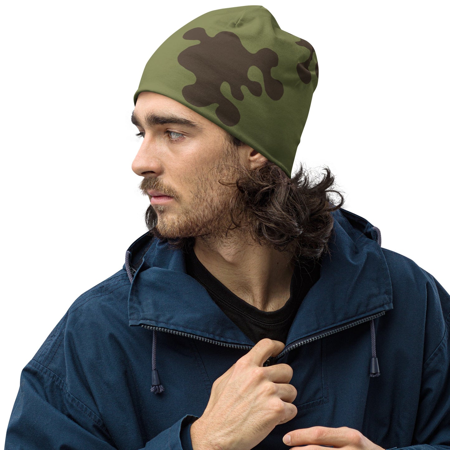 Russian Amoeba Green and Brown CAMO Beanie - S - Beanies