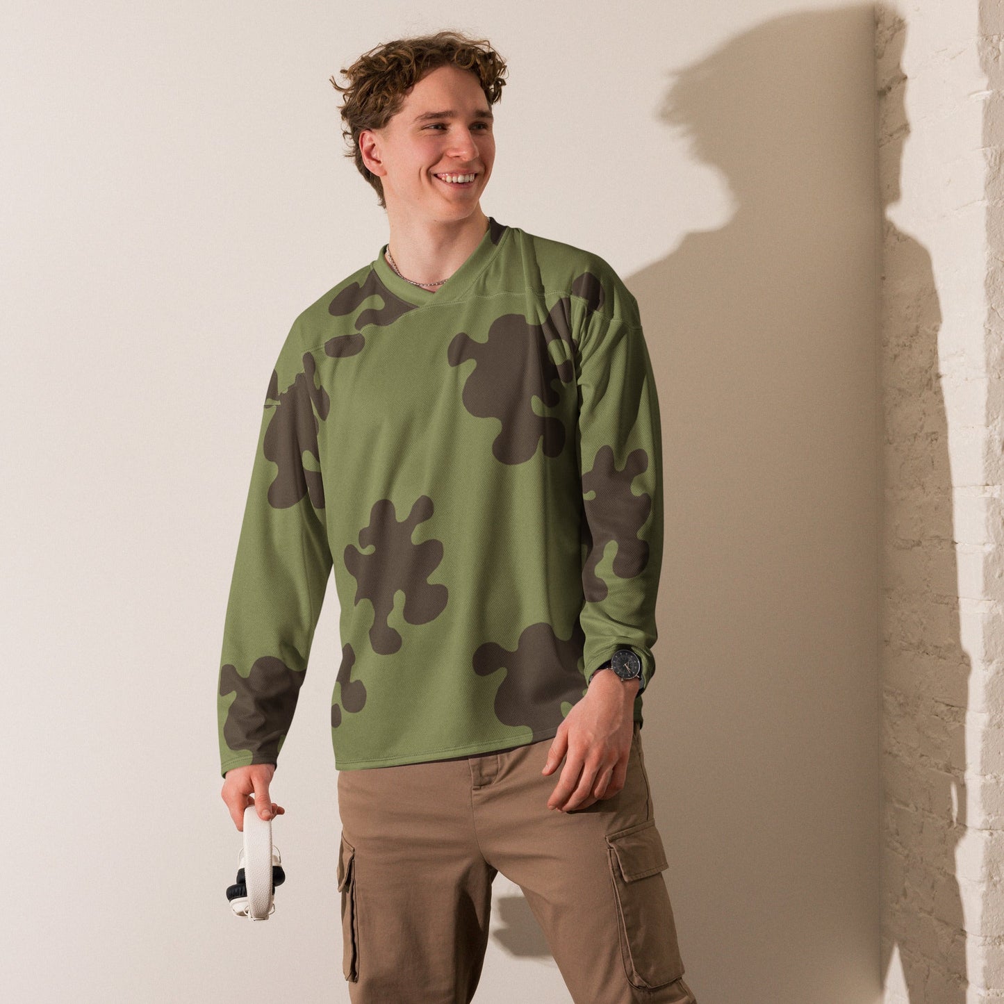 Russian Amoeba Green and Brown CAMO hockey fan jersey - Hockey Jerseys