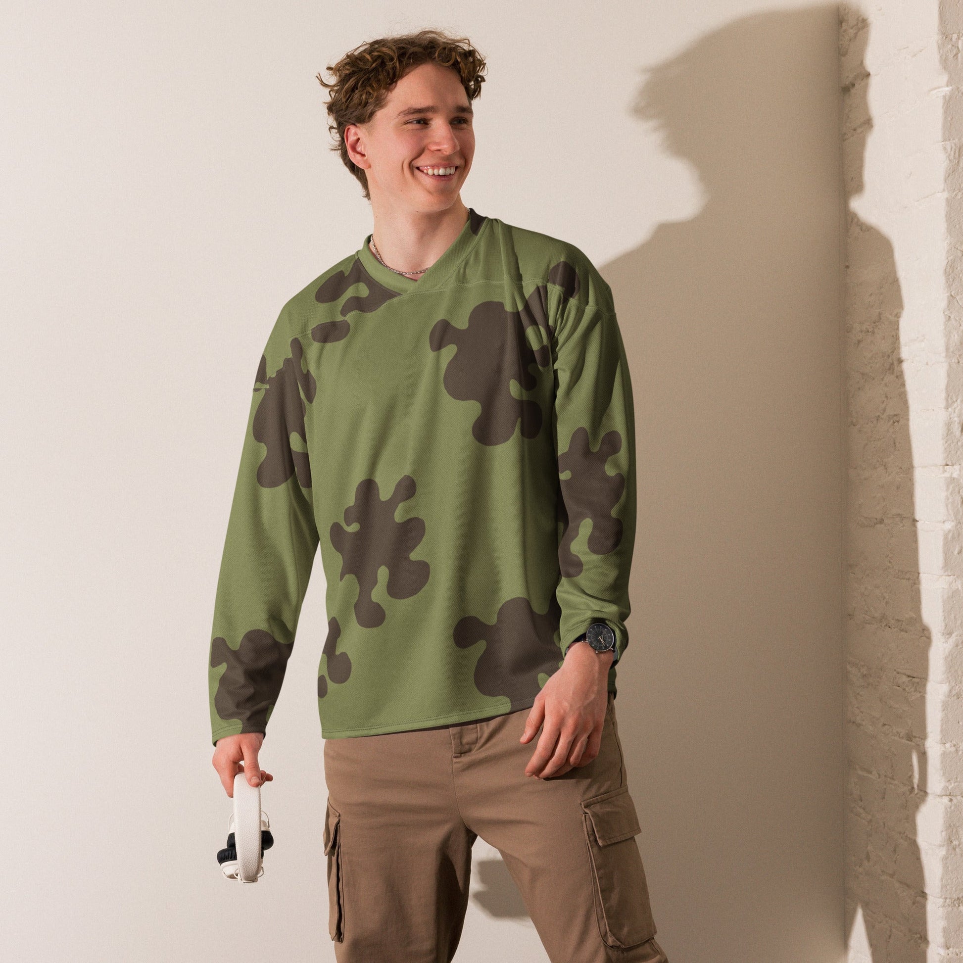 Russian Amoeba Green and Brown CAMO hockey fan jersey - Hockey Jerseys