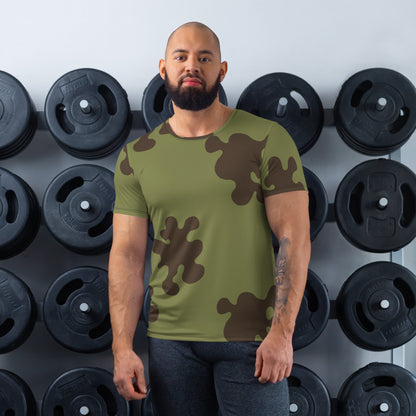 Russian Amoeba Green and Brown CAMO Mens Athletic T-shirt - XS - T-Shirts