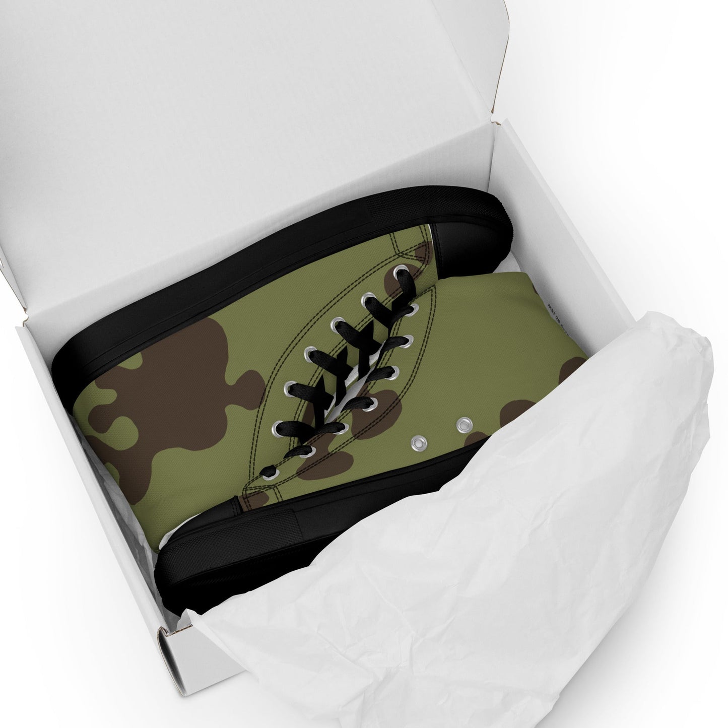 Russian Amoeba Green and Brown CAMO Mens high top canvas shoes - High Top Canvas Shoes