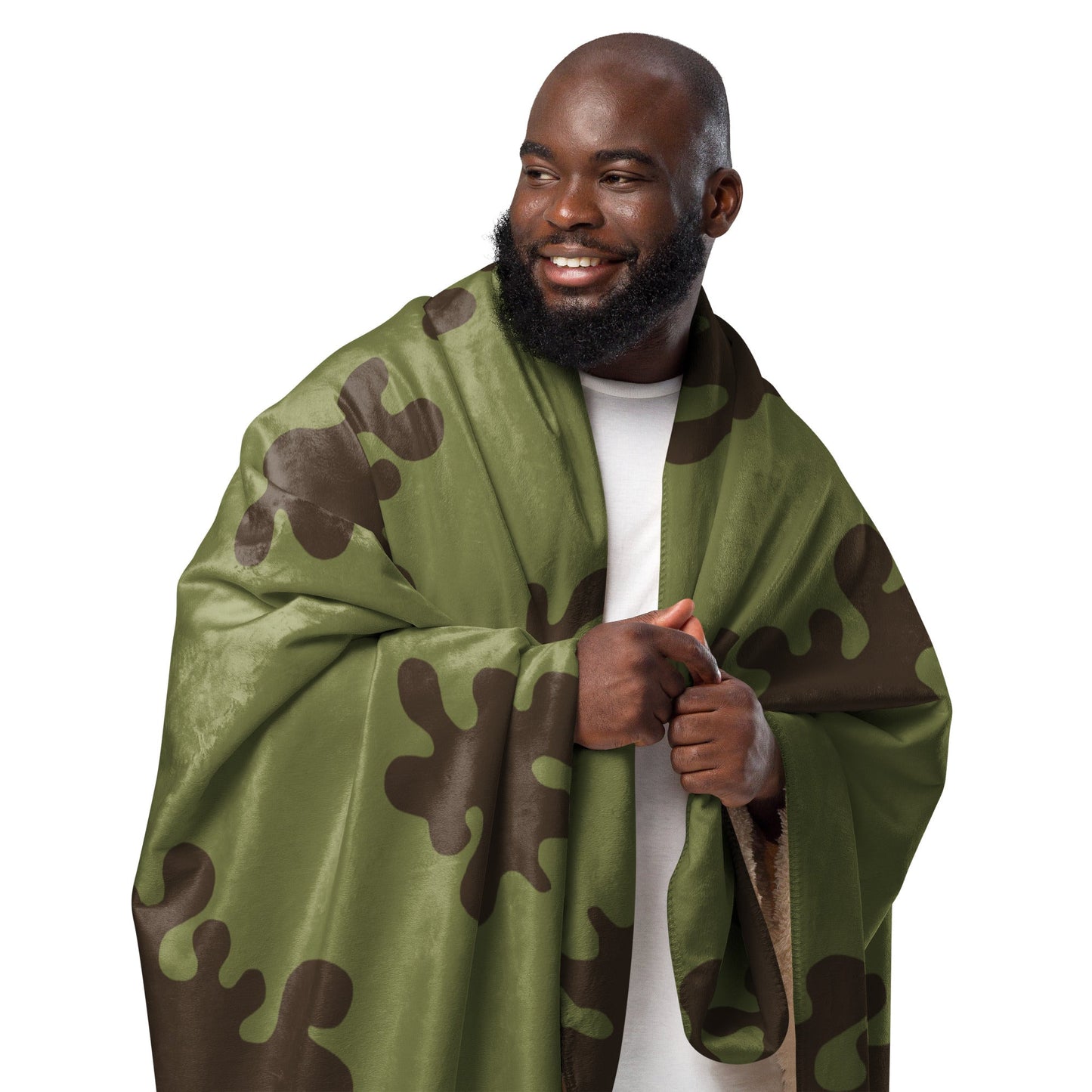 Russian Amoeba Green and Brown CAMO Sherpa blanket - Blankets