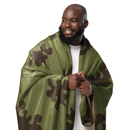 Russian Amoeba Green and Brown CAMO Sherpa blanket - Blankets