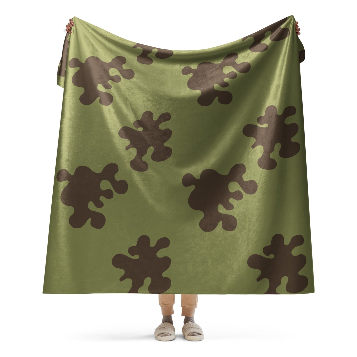 Russian Amoeba Green and Brown CAMO Sherpa blanket - 60″×80″ - Blankets