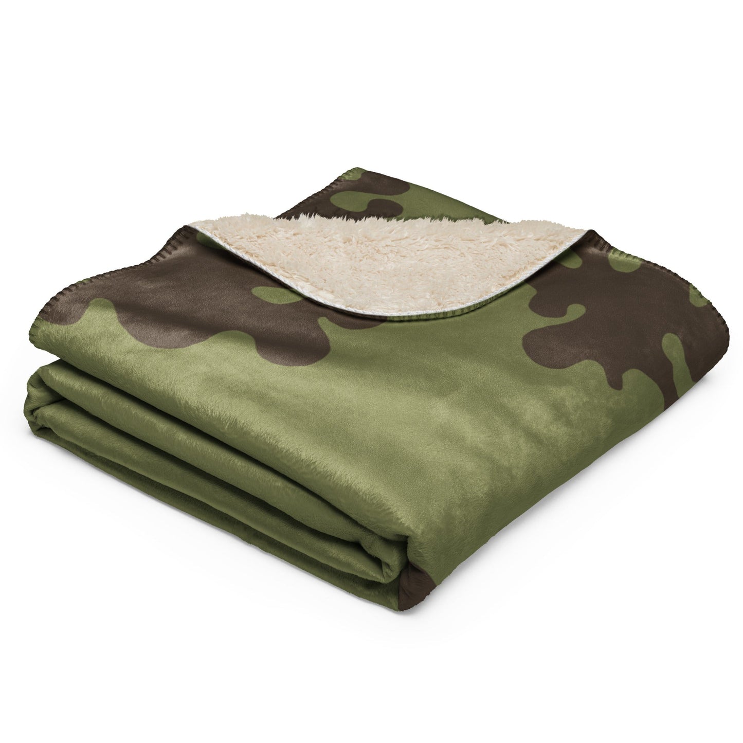 Russian Amoeba Green and Brown CAMO Sherpa blanket - Blankets