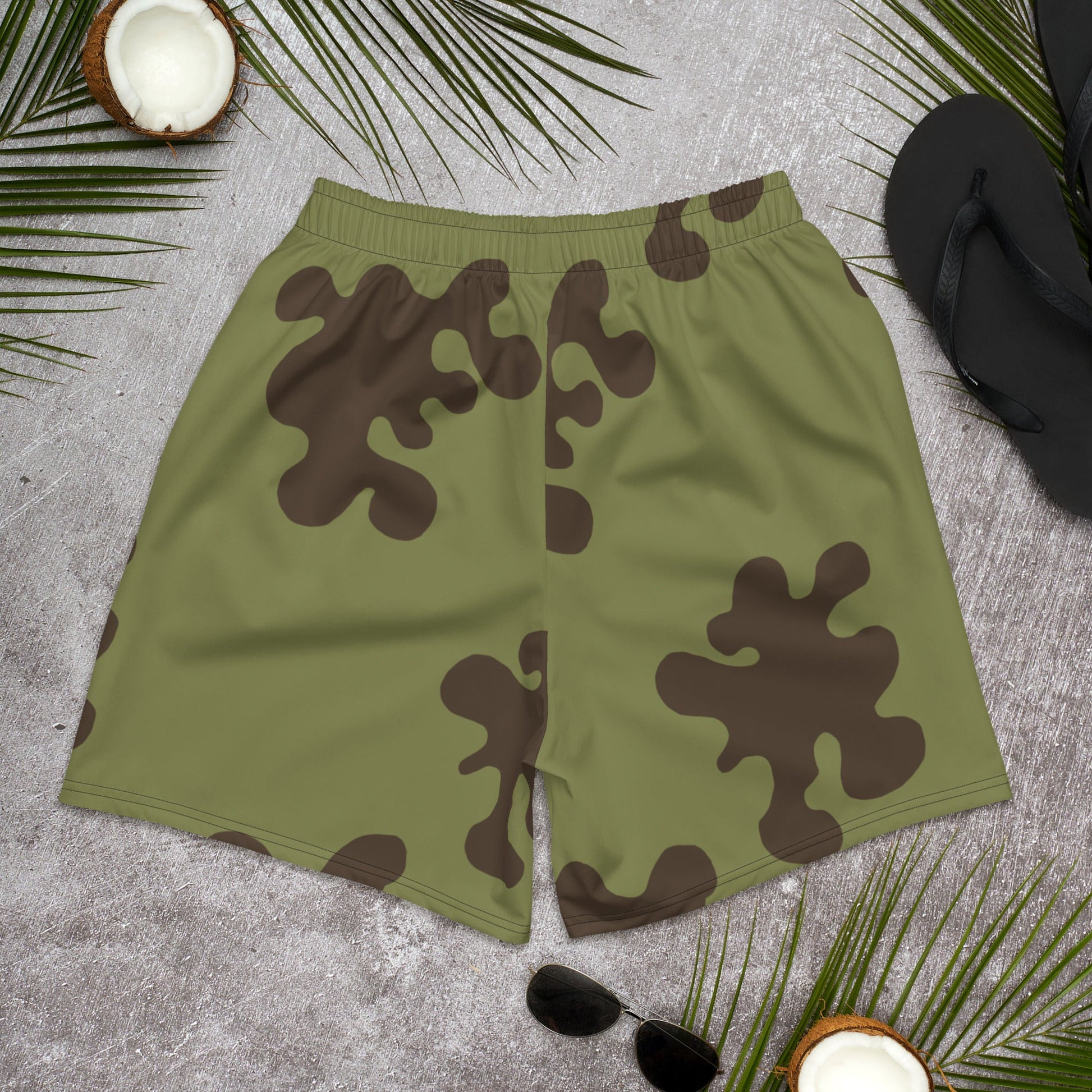 Russian Amoeba Green and Brown CAMO Unisex Athletic Long Shorts