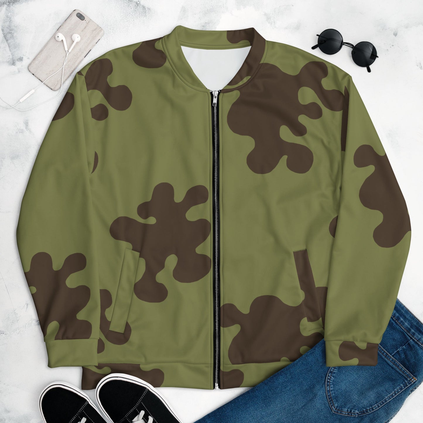 Russian Amoeba Green and Brown CAMO Unisex Bomber Jacket - Jackets