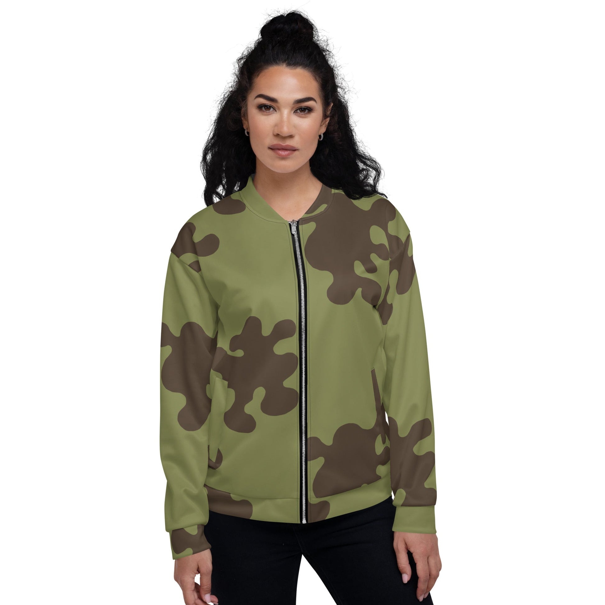 Russian Amoeba Green and Brown CAMO Unisex Bomber Jacket - Jackets