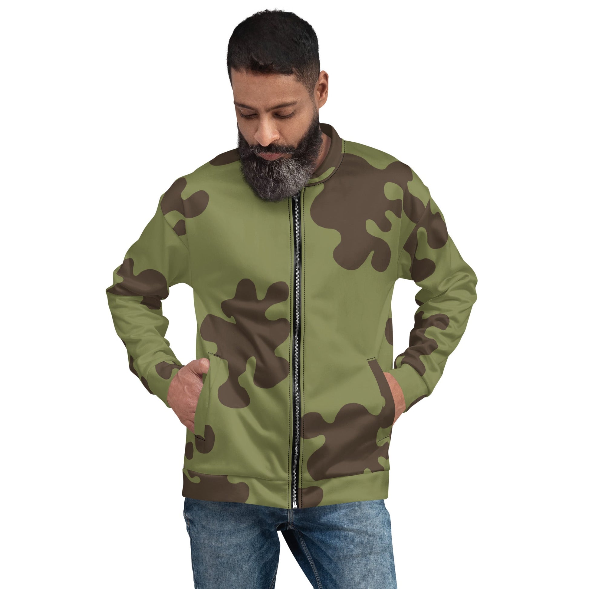Russian Amoeba Green and Brown CAMO Unisex Bomber Jacket - XS - Jackets