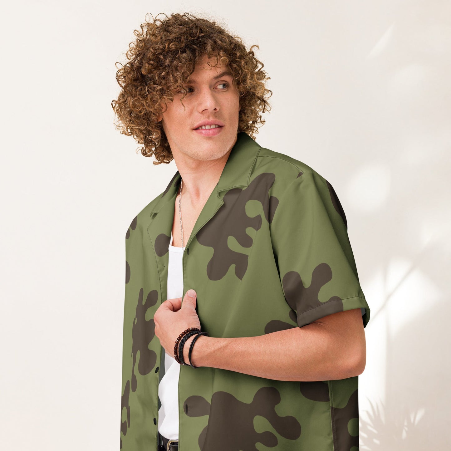 Russian Amoeba Green and Brown CAMO Unisex button shirt - Button Shirts