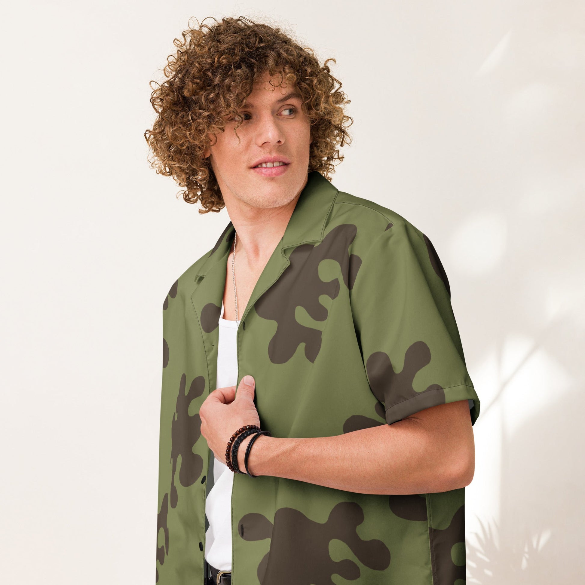 Russian Amoeba Green and Brown CAMO Unisex button shirt - Button Shirts