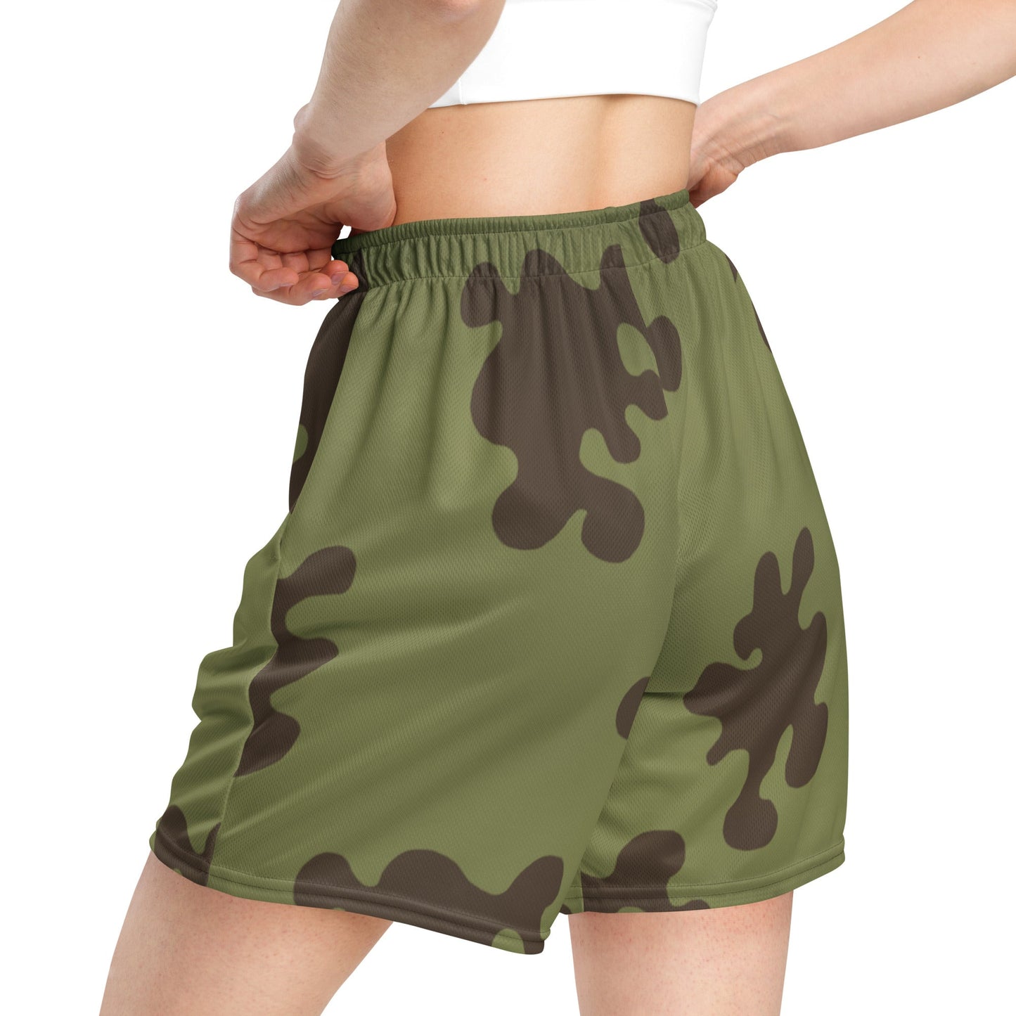 Russian Amoeba Green and Brown CAMO Unisex mesh shorts - Mesh Shorts
