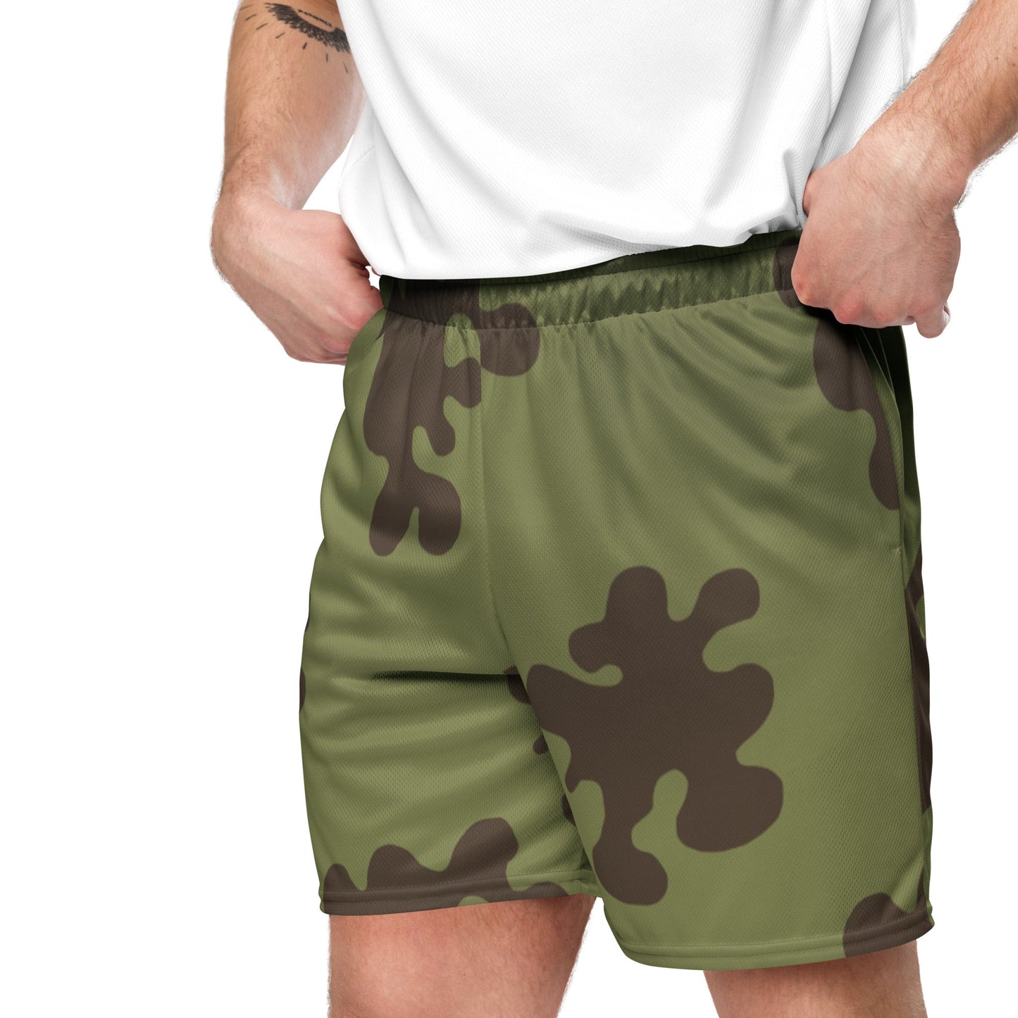 Russian Amoeba Green and Brown CAMO Unisex mesh shorts - Mesh Shorts