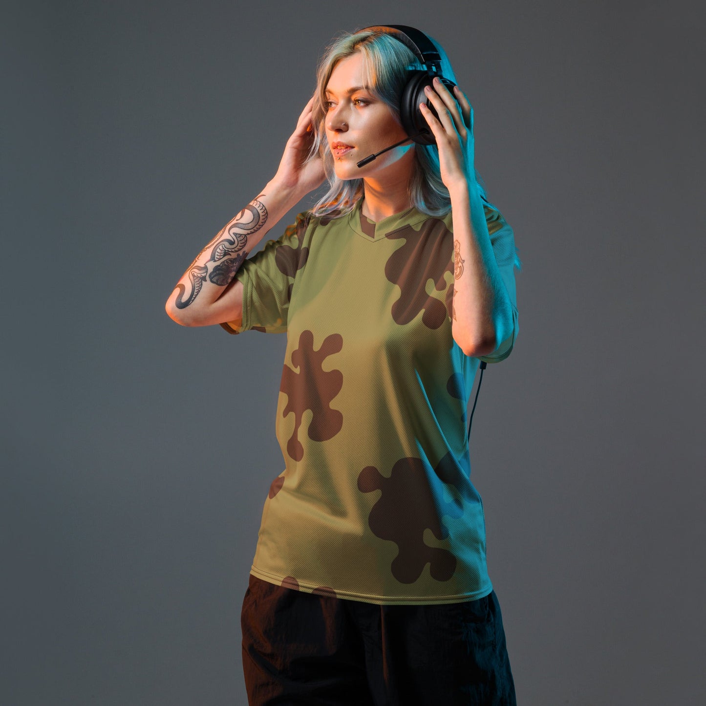 Russian Amoeba Green and Brown CAMO unisex sports jersey - Sports Jerseys