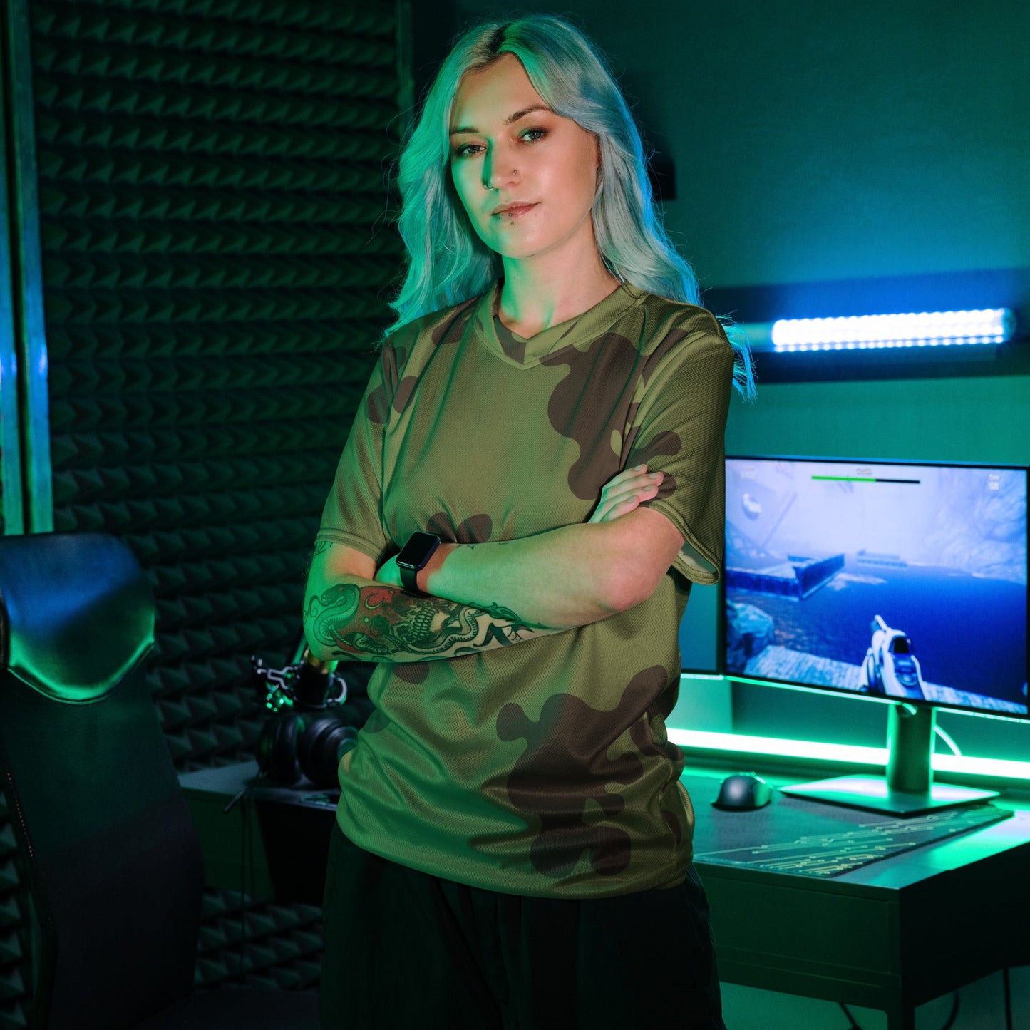 Russian Amoeba Green and Brown CAMO unisex sports jersey - Sports Jerseys