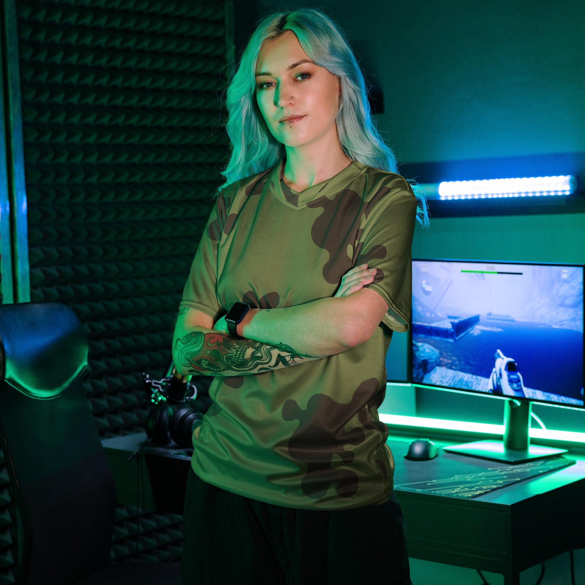 Russian Amoeba Green and Brown CAMO unisex sports jersey - Sports Jerseys