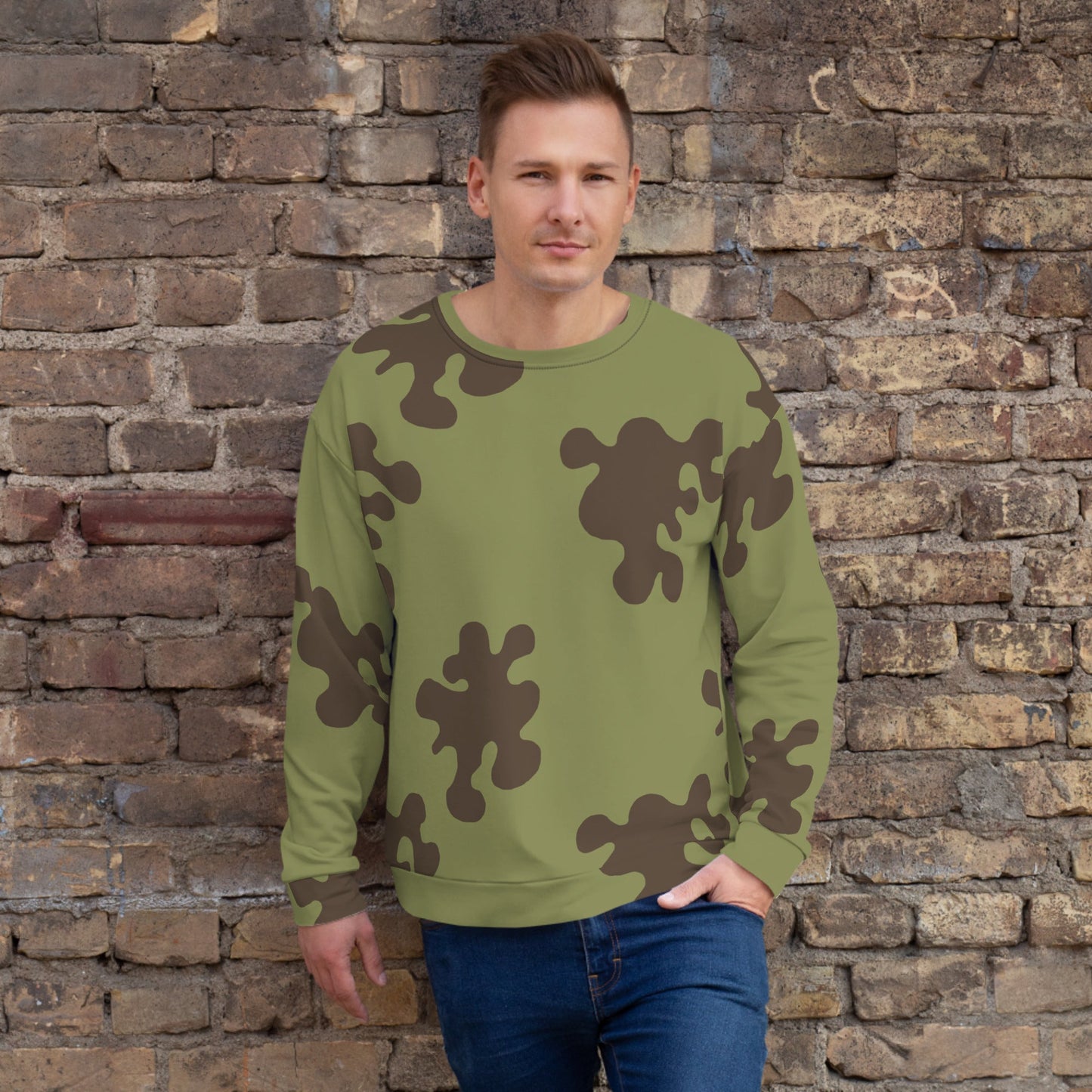 Russian Amoeba Green and Brown CAMO Unisex Sweatshirt - XS - Sweatshirts