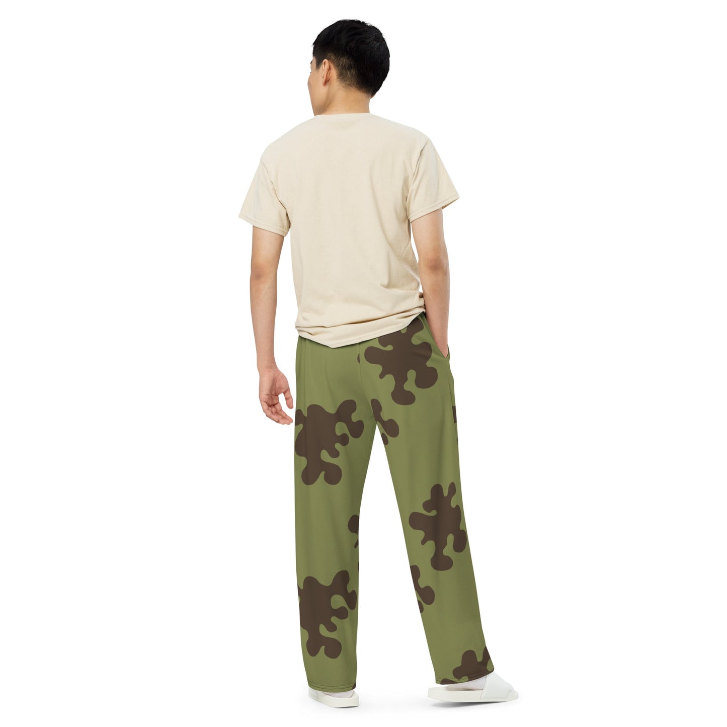 Russian Amoeba Green and Brown CAMO unisex wide-leg pants - Wide-leg Pants