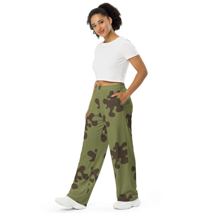 Russian Amoeba Green and Brown CAMO unisex wide-leg pants - Wide-leg Pants