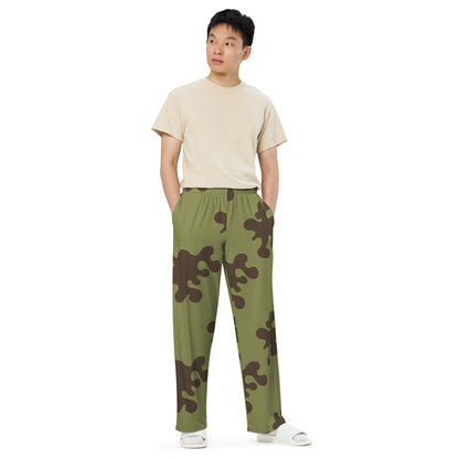 Russian Amoeba Green and Brown CAMO unisex wide-leg pants - Wide-leg Pants