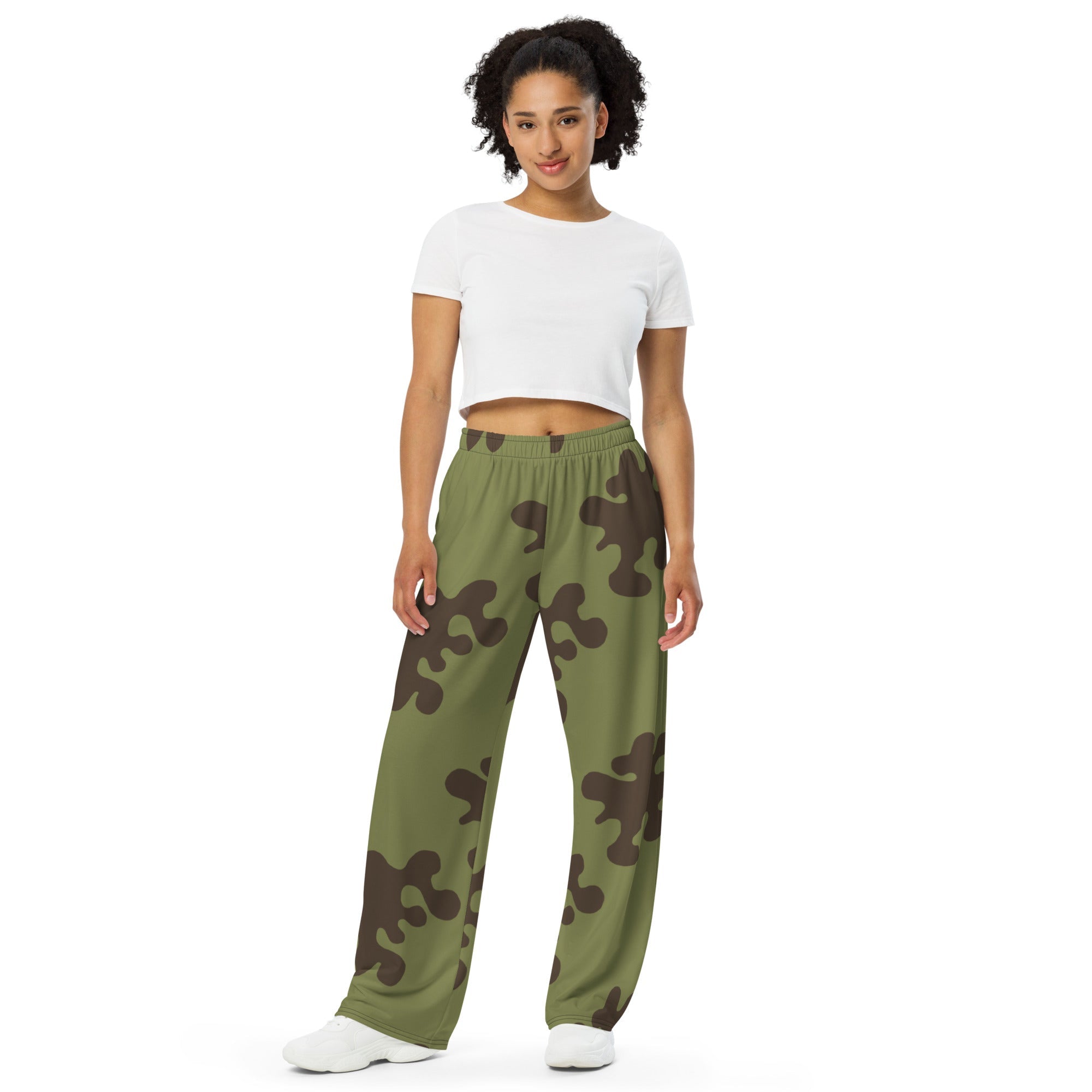 CAMO HQ - Russian Amoeba Green and Brown CAMO Unisex Wide-Leg