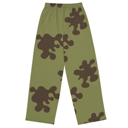 Russian Amoeba Green and Brown CAMO unisex wide-leg pants - Wide-leg Pants