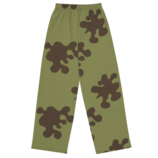 Russian Amoeba Green and Brown CAMO unisex wide-leg pants - Wide-leg Pants