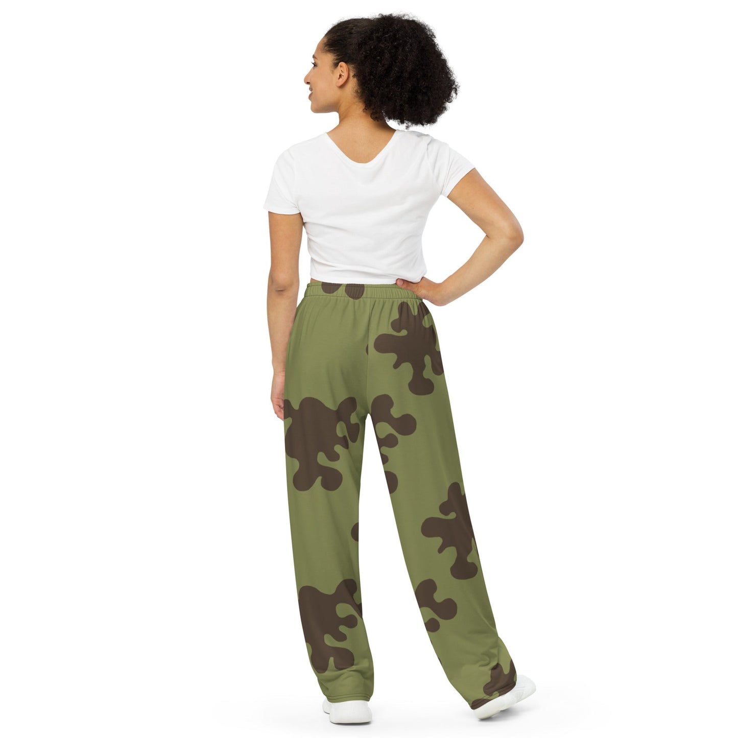 Russian Amoeba Green and Brown CAMO unisex wide-leg pants - Wide-leg Pants