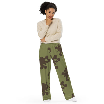 Russian Amoeba Green and Brown CAMO unisex wide-leg pants - Wide-leg Pants