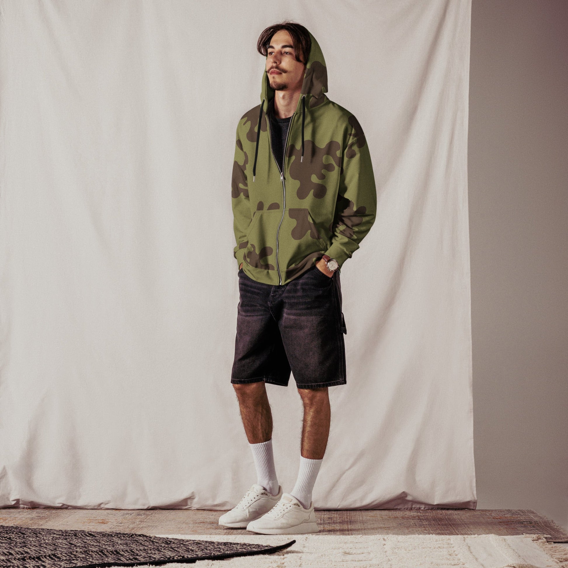 Russian Amoeba Green and Brown CAMO Unisex zip hoodie - Zip Hoodies