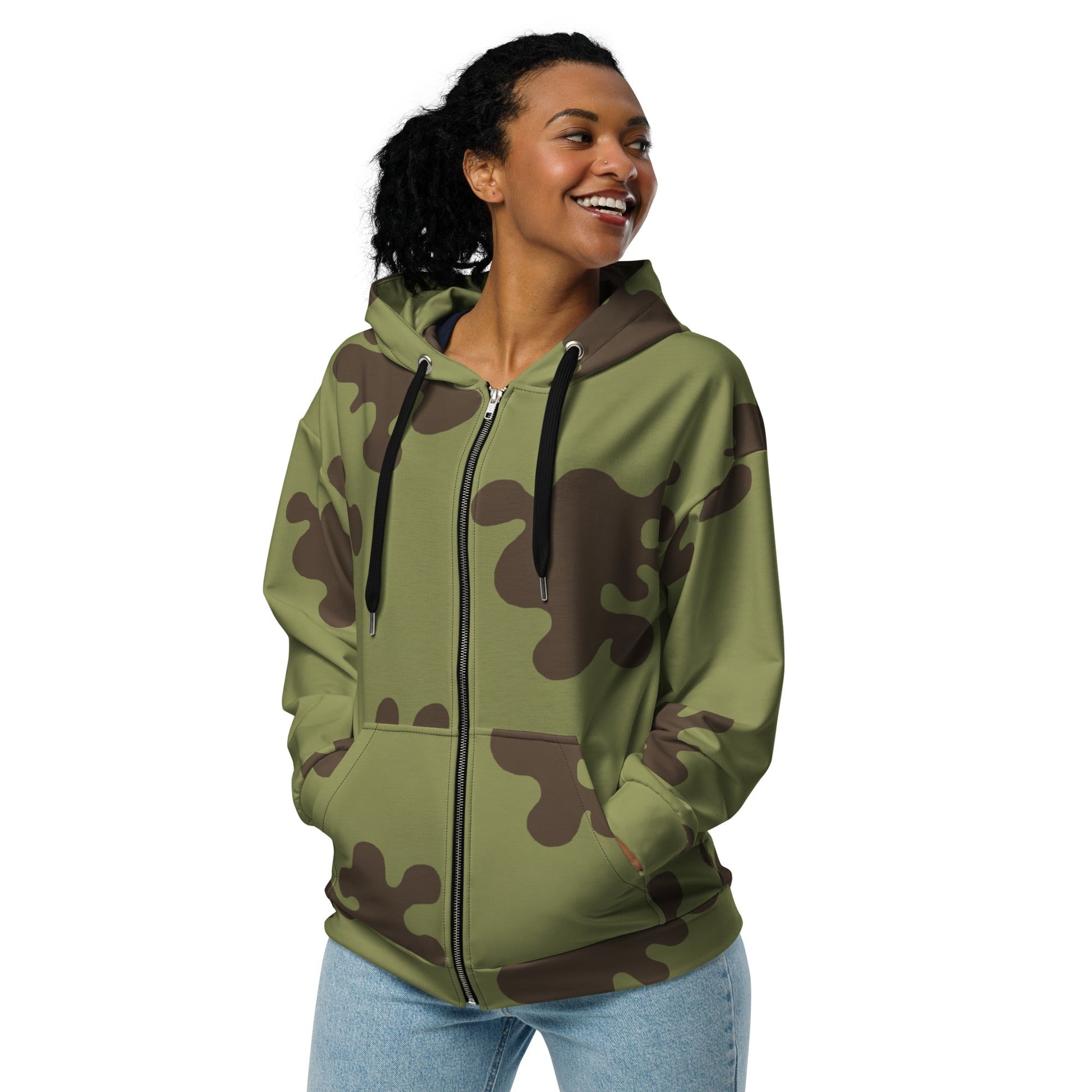 Russian Amoeba Green and Brown CAMO Unisex zip hoodie - Zip Hoodies