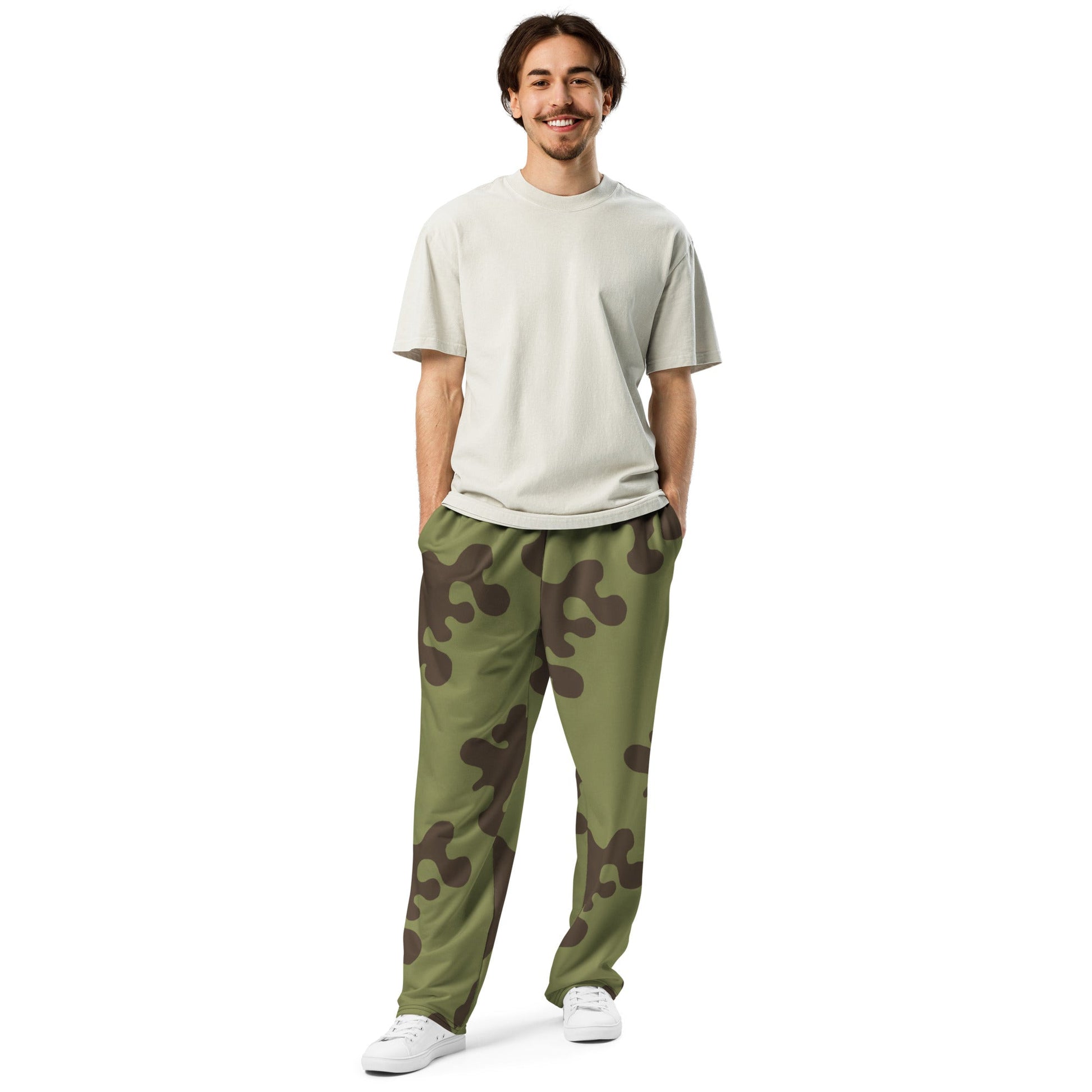 Russian Amoeba Green and Brown CAMO Wide-leg joggers - Joggers