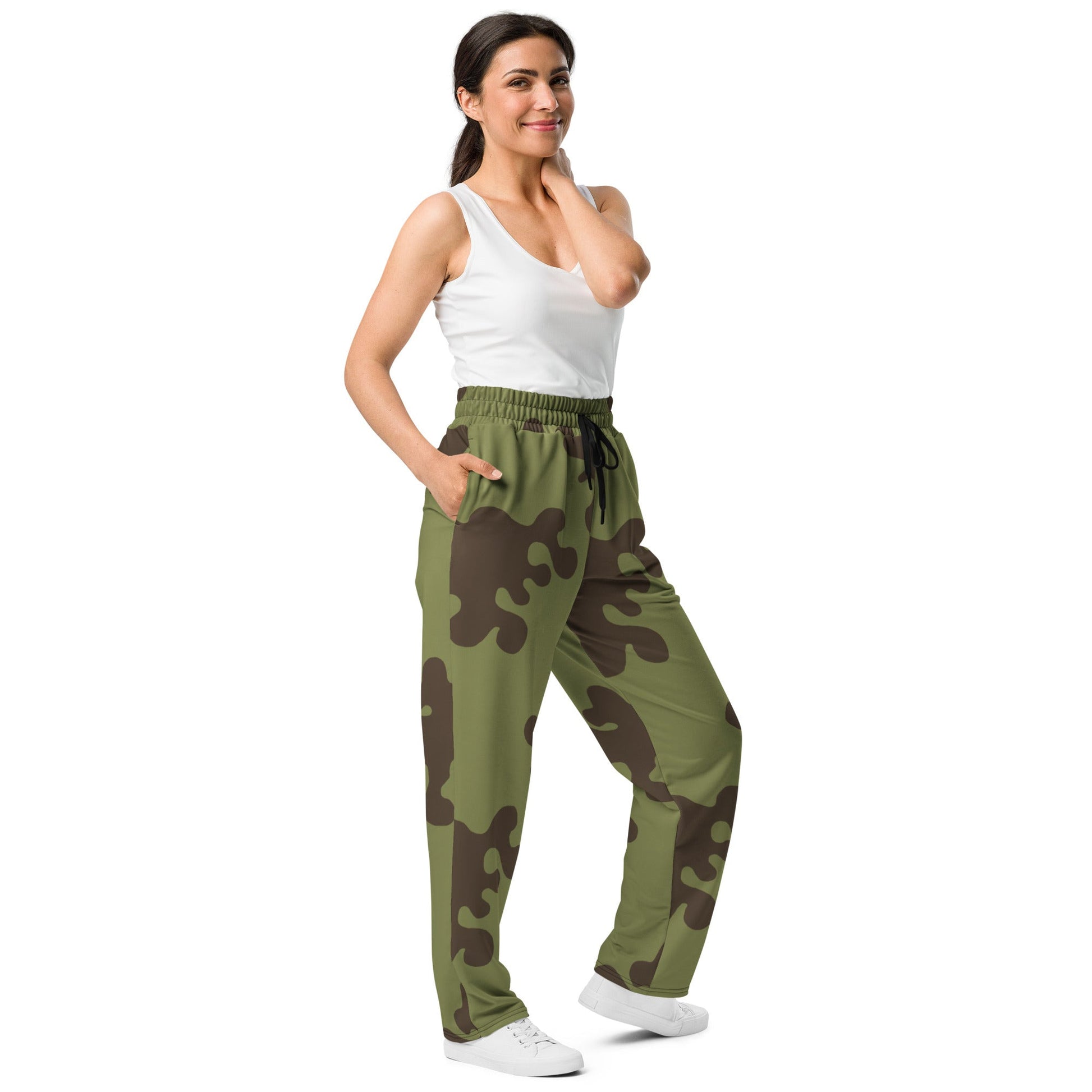 Russian Amoeba Green and Brown CAMO Wide-leg joggers - Joggers