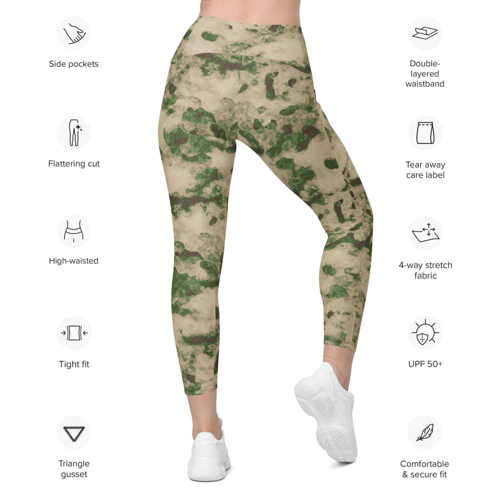 Russian Ataka (ATACS) Green Moss CAMO Leggings with pockets - Womens With Pockets