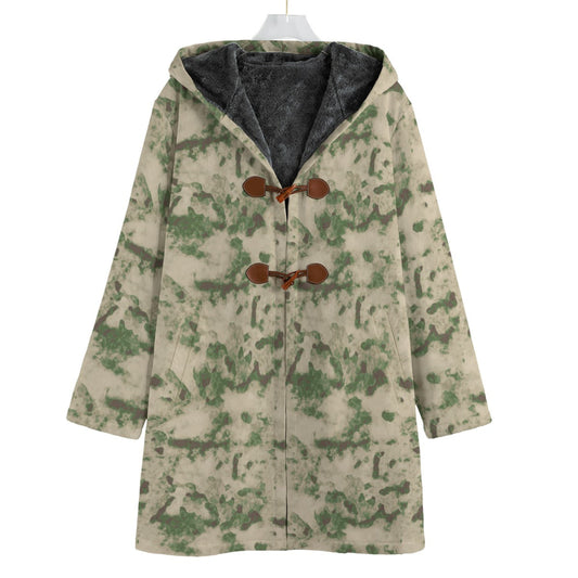 Russian Ataka (ATACS) Green Moss CAMO Men’s Canvas Horn Buckle Fleece Windbreaker - S / White - Mens