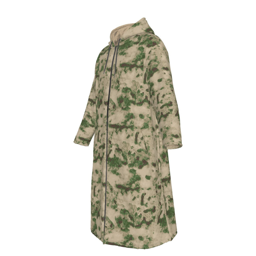 Russian Ataka (ATACS) Green Moss CAMO Men’s Sherpa Zip Up Long Coat - Mens