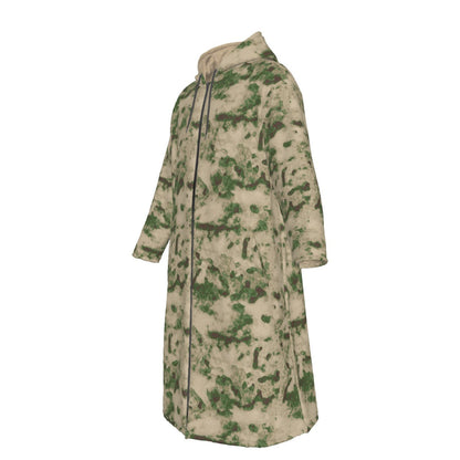 Russian Ataka (ATACS) Green Moss CAMO Men’s Sherpa Zip Up Long Coat - Mens