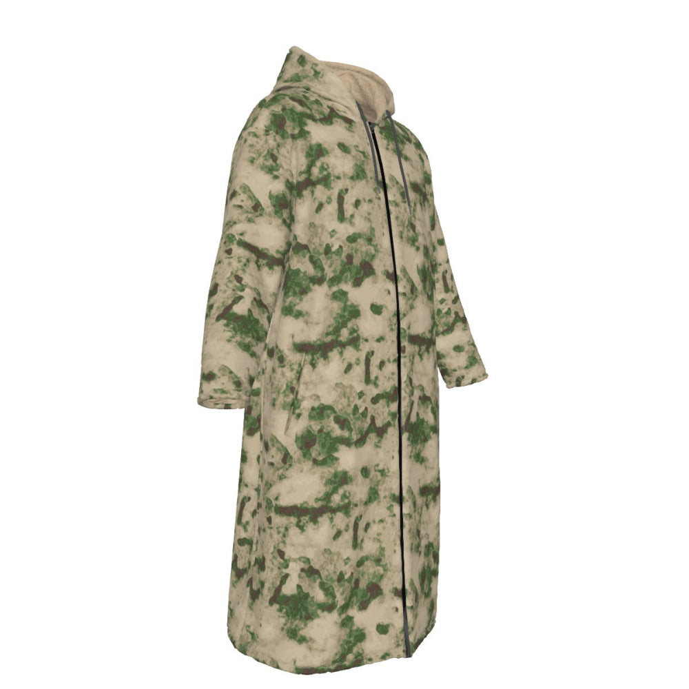 Russian Ataka (ATACS) Green Moss CAMO Men’s Sherpa Zip Up Long Coat - Mens