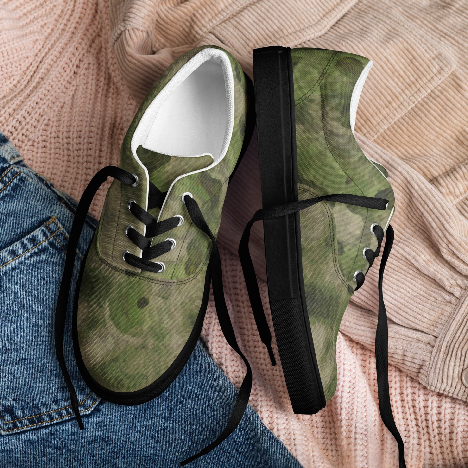 Russian Ataka FG (Green Moss) CAMO Mens Lace-Up Canvas Shoes - Lace-up