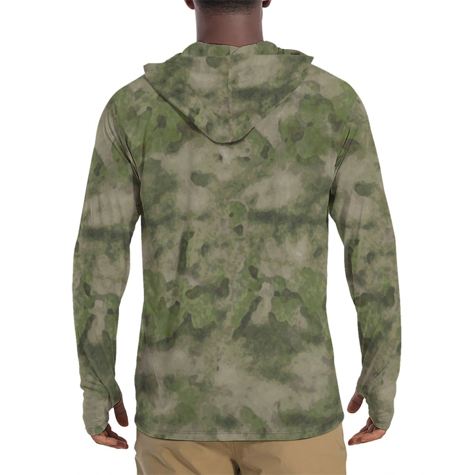 Russian Ataka FG (Green Moss) CAMO Mens Sunscreen Sports Hoodie With Thumb Holes
