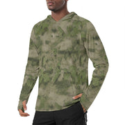 Ataka FG Green Moss Russian CAMO Mens Sunscreen Sports Hoodie With Thumb Holes - S / White
