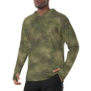 Moss Phantom CAMO Mens Sunscreen Sports Hoodie With Thumb Holes - S / White
